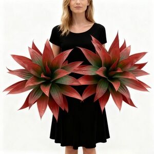 2 Large Artificial Agave Succulent Stems 20" Red Green Unpotted Decor Landscape